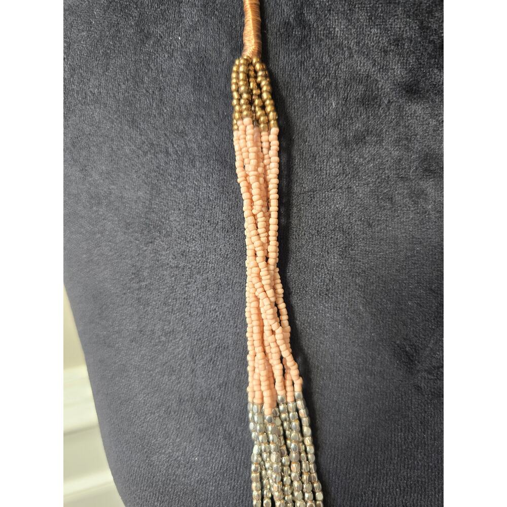 Loft Women's Multilayer Beaded Necklace With Silver Seed Beads And Lobster Clasp - Picture 5 of 7